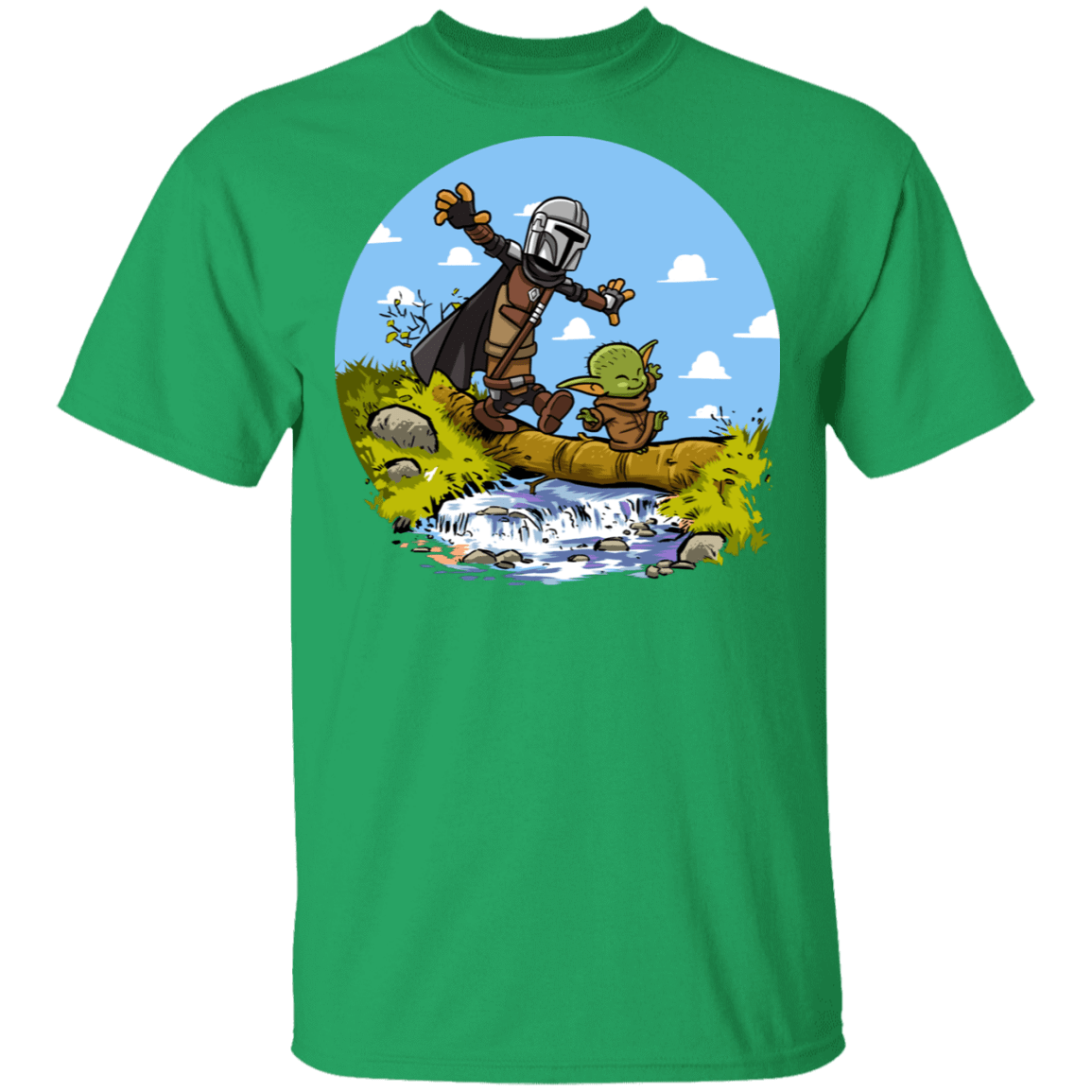 T-Shirts Irish Green / S Mandalorian Yoda Calvin Circle T-Shirt