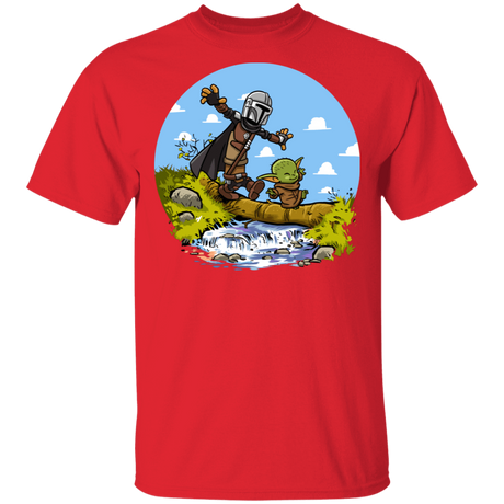 T-Shirts Red / S Mandalorian Yoda Calvin Circle T-Shirt