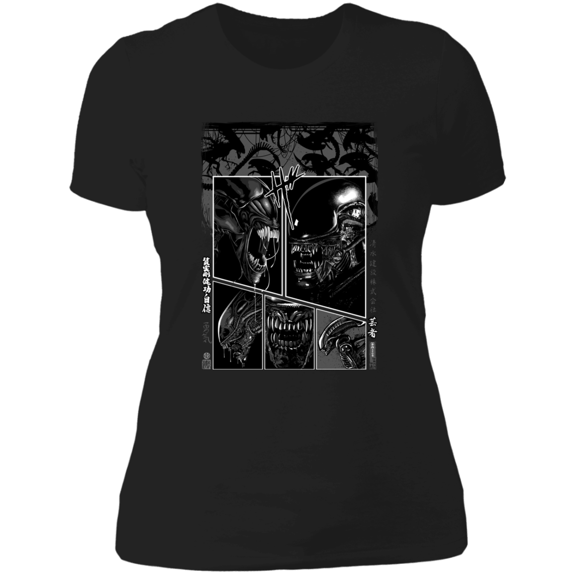 T-Shirts Black / X-Small Manga Alien Women's Premium T-Shirt