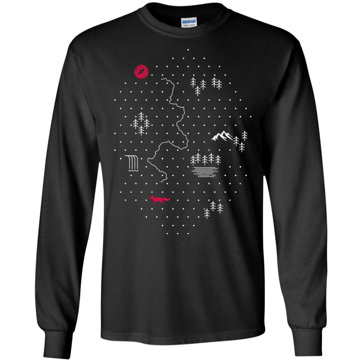 T-Shirts Black / S Map of Nature Men's Long Sleeve T-Shirt