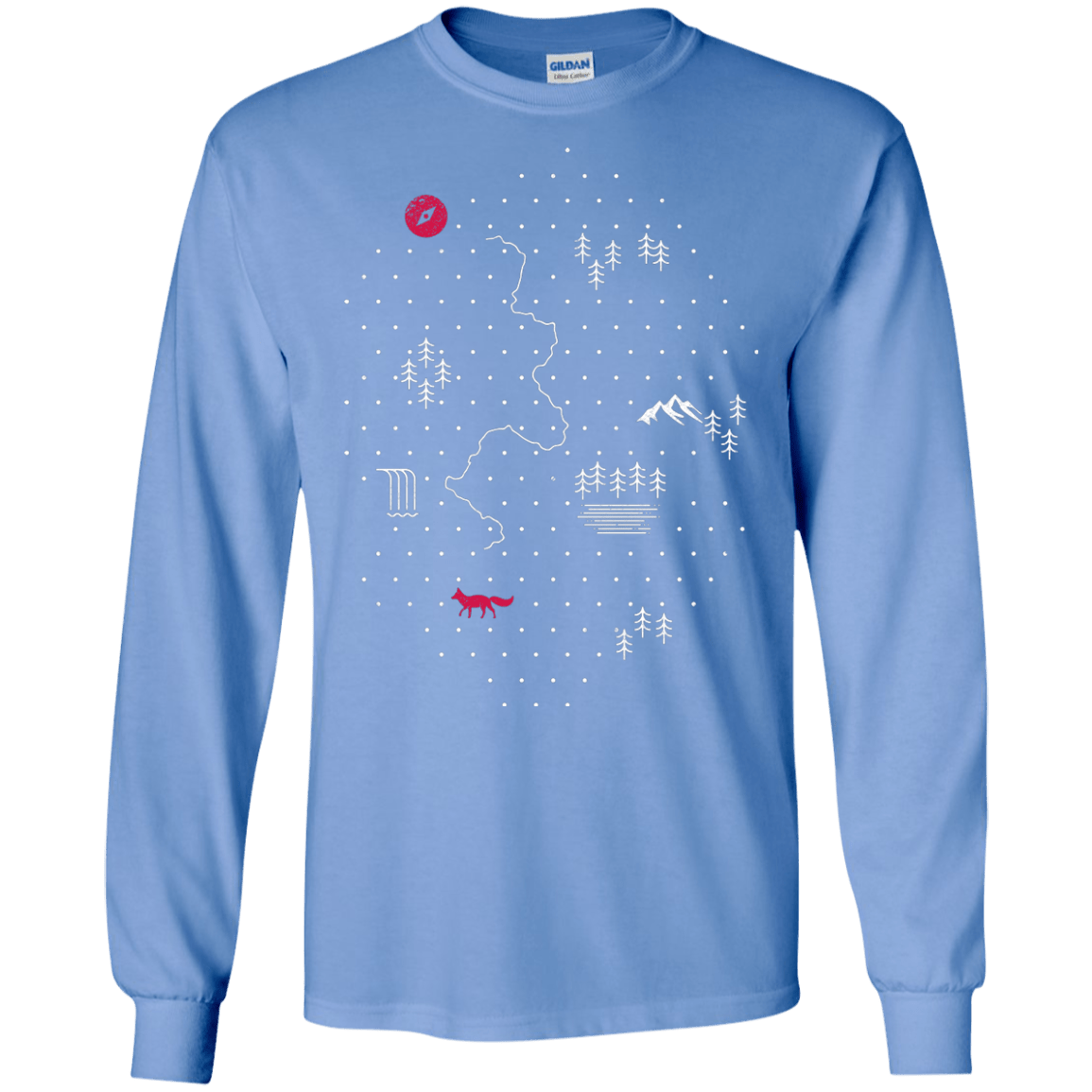 T-Shirts Carolina Blue / S Map of Nature Men's Long Sleeve T-Shirt