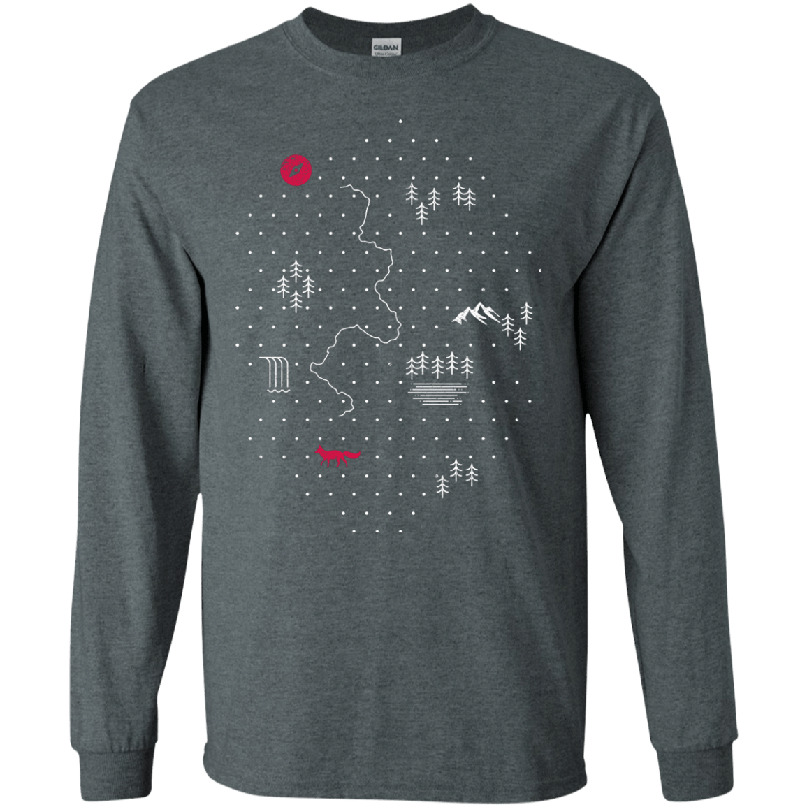 T-Shirts Dark Heather / S Map of Nature Men's Long Sleeve T-Shirt