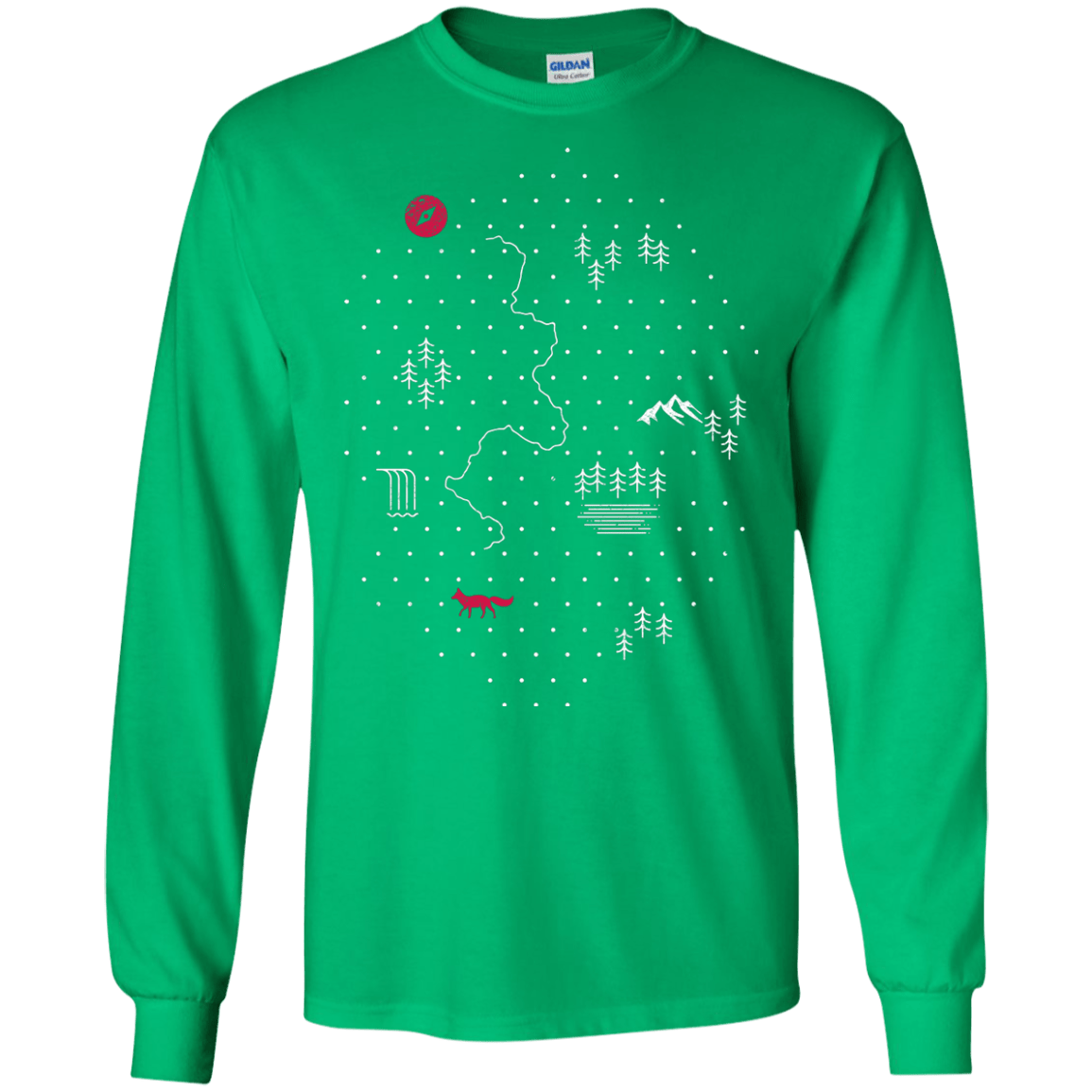 T-Shirts Irish Green / S Map of Nature Men's Long Sleeve T-Shirt