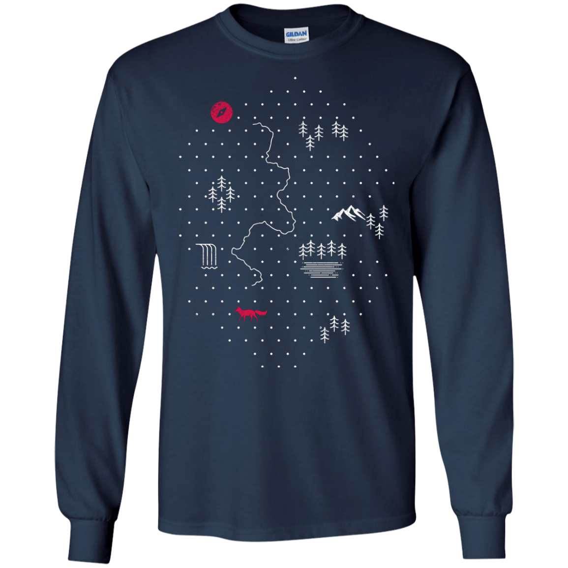 T-Shirts Navy / S Map of Nature Men's Long Sleeve T-Shirt