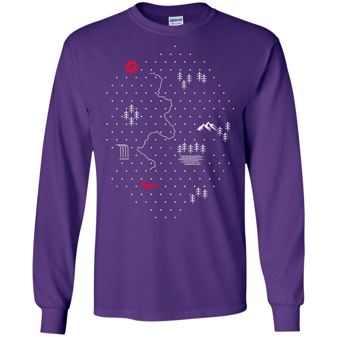 T-Shirts Purple / S Map of Nature Men's Long Sleeve T-Shirt