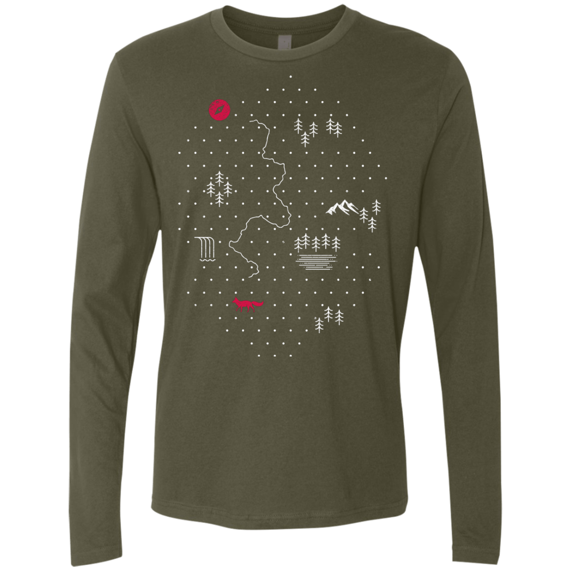 T-Shirts Military Green / S Map of Nature Men's Premium Long Sleeve