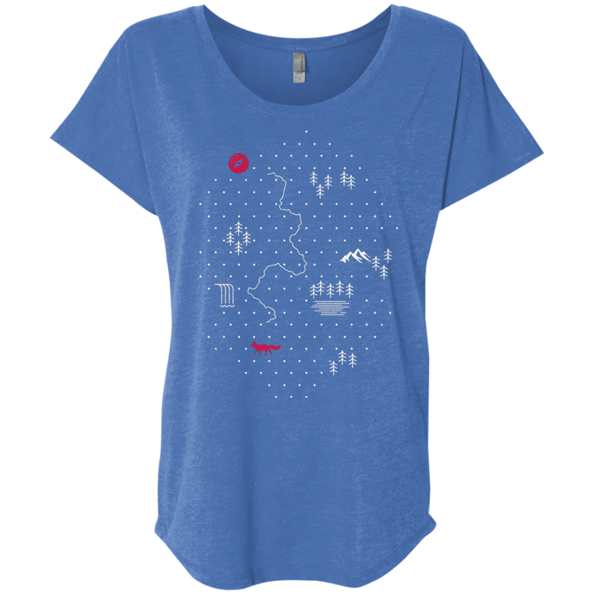 T-Shirts Vintage Royal / X-Small Map of Nature Triblend Dolman Sleeve