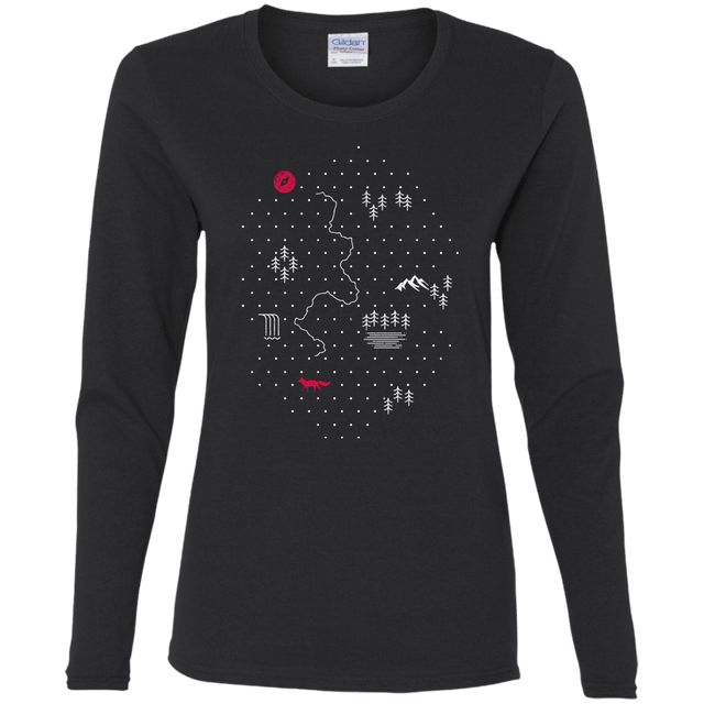 T-Shirts Black / S Map of Nature Women's Long Sleeve T-Shirt