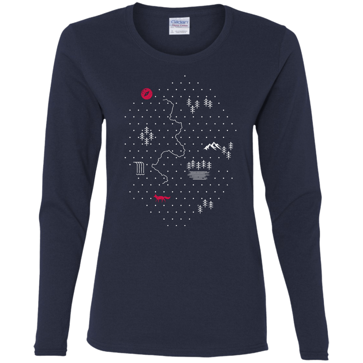T-Shirts Navy / S Map of Nature Women's Long Sleeve T-Shirt