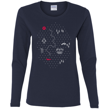 T-Shirts Navy / S Map of Nature Women's Long Sleeve T-Shirt