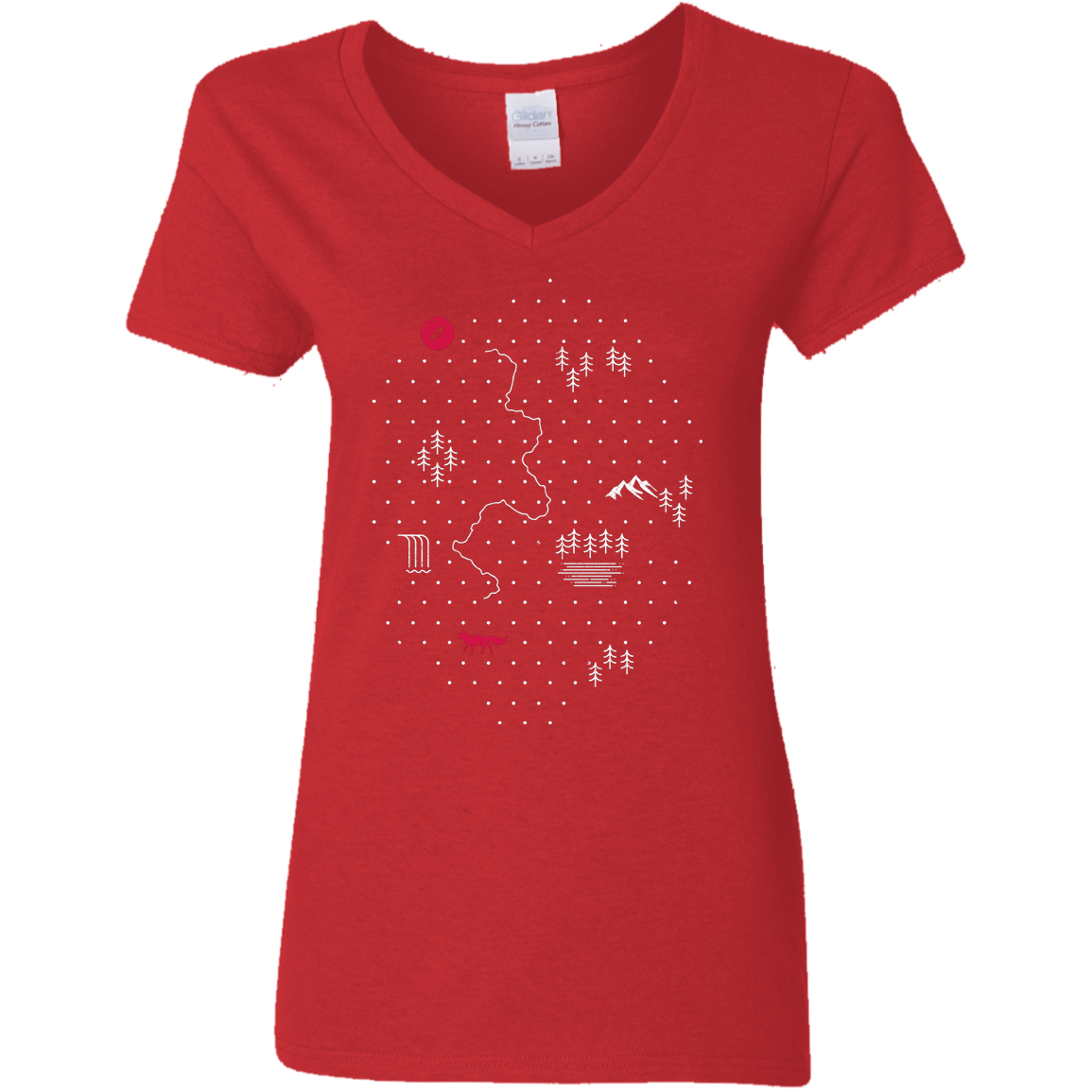 T-Shirts Red / S Map of Nature Women's V-Neck T-Shirt