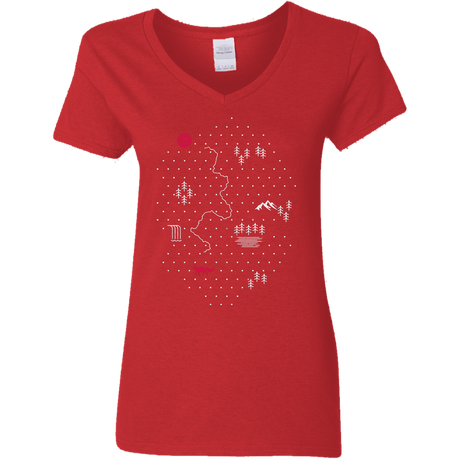 T-Shirts Red / S Map of Nature Women's V-Neck T-Shirt