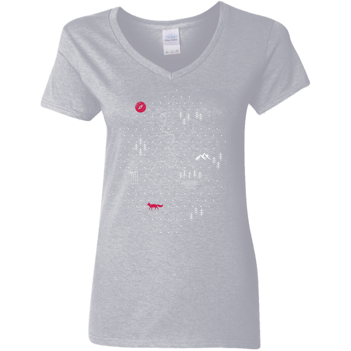 T-Shirts Sport Grey / S Map of Nature Women's V-Neck T-Shirt