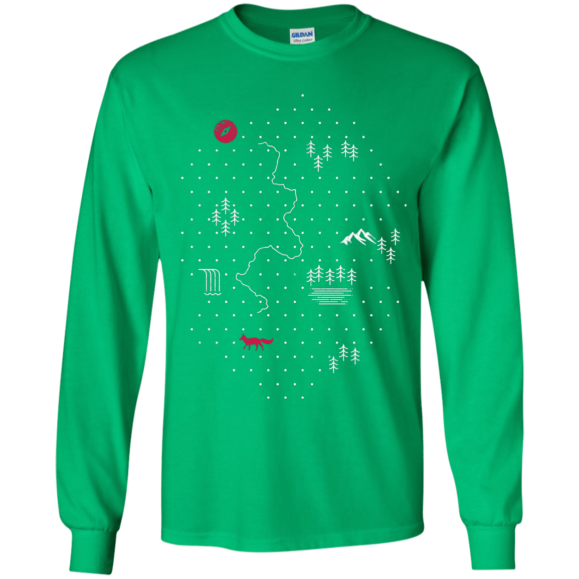 T-Shirts Irish Green / YS Map of Nature Youth Long Sleeve T-Shirt