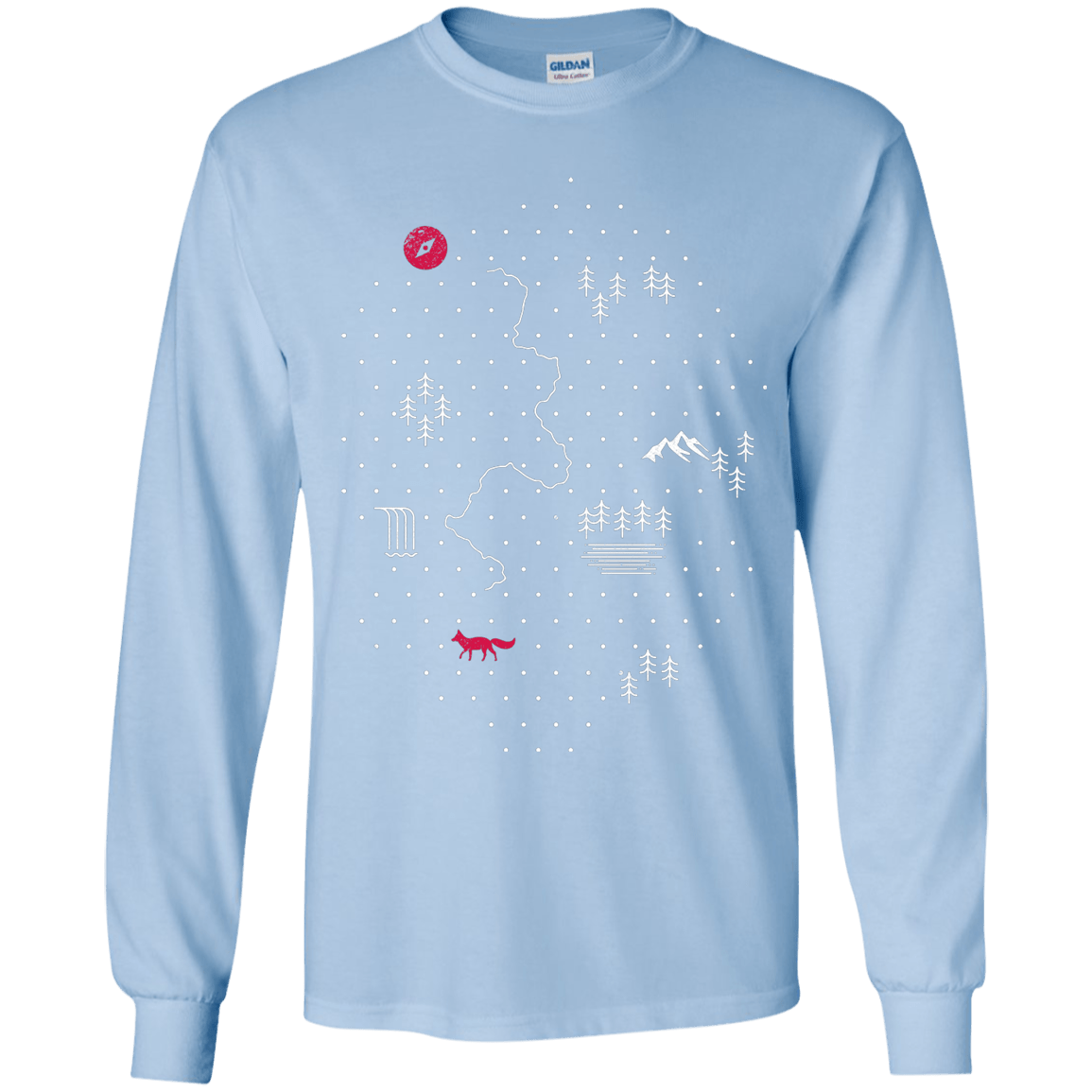 T-Shirts Light Blue / YS Map of Nature Youth Long Sleeve T-Shirt