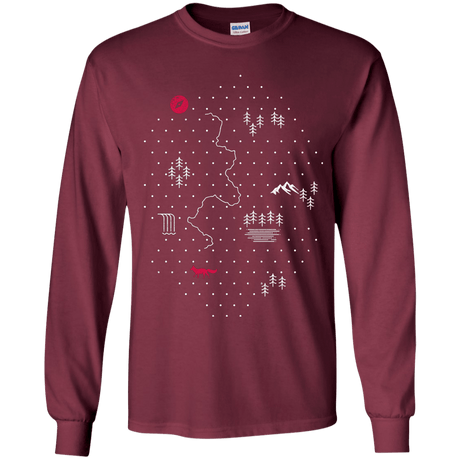 T-Shirts Maroon / YS Map of Nature Youth Long Sleeve T-Shirt