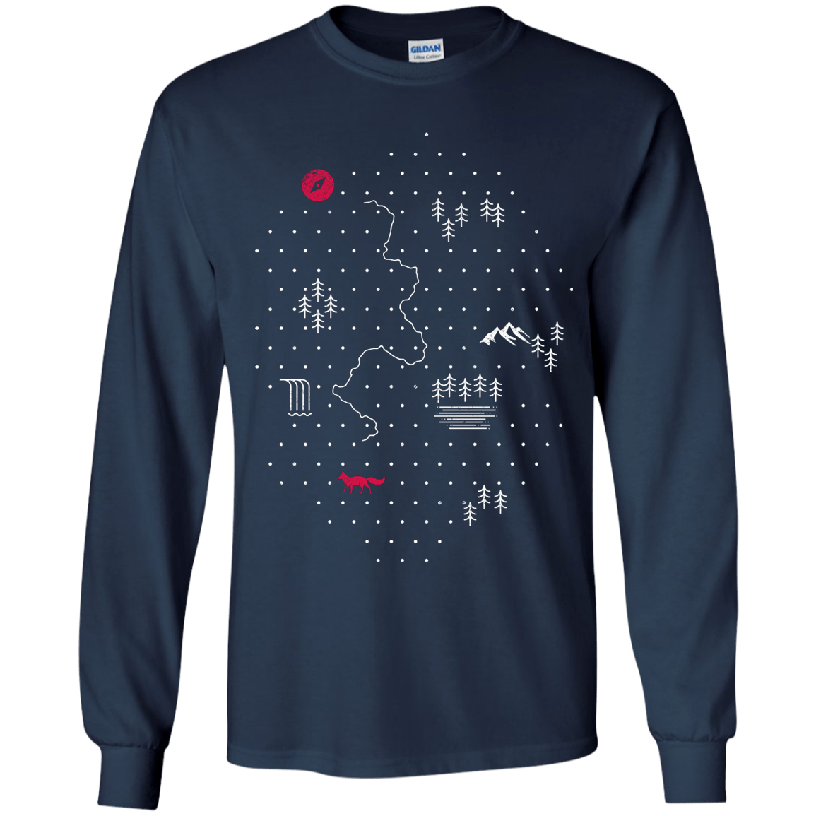 T-Shirts Navy / YS Map of Nature Youth Long Sleeve T-Shirt