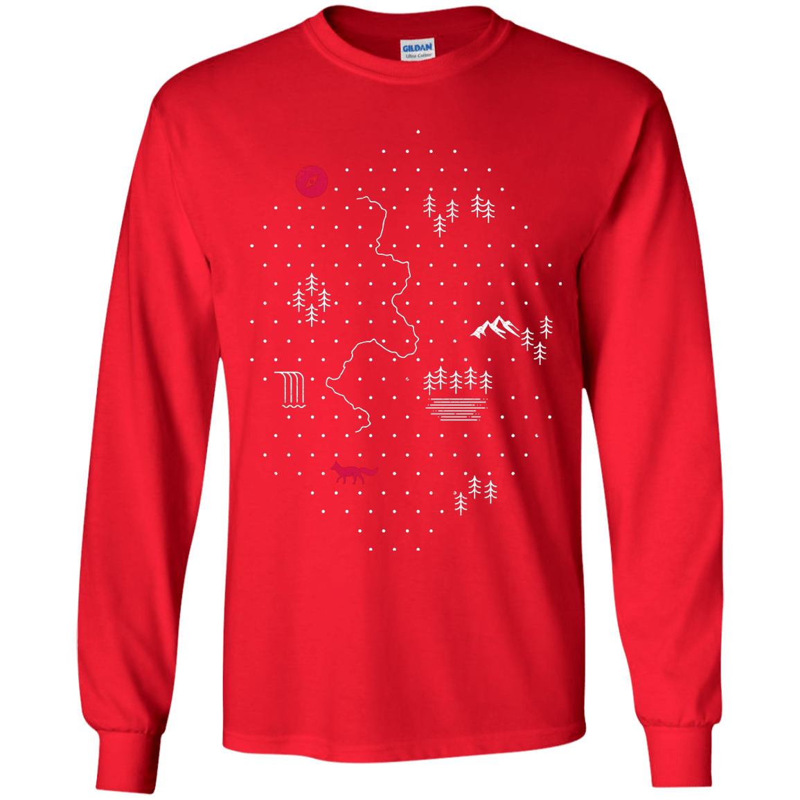 T-Shirts Red / YS Map of Nature Youth Long Sleeve T-Shirt