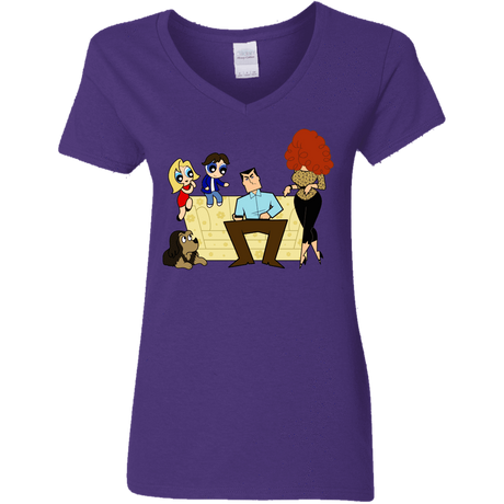 T-Shirts Purple / S Married with Puffs Women's V-Neck T-Shirt