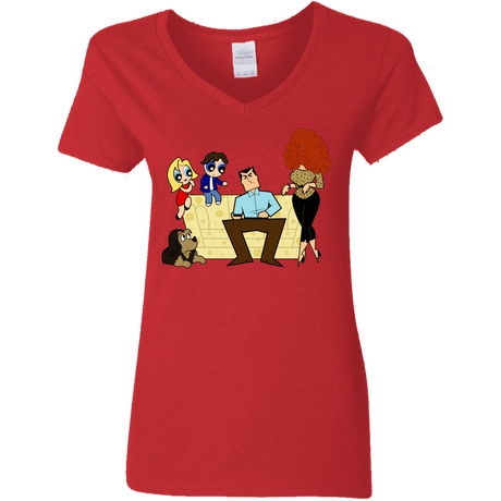 T-Shirts Red / S Married with Puffs Women's V-Neck T-Shirt