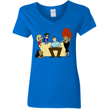 T-Shirts Royal / S Married with Puffs Women's V-Neck T-Shirt