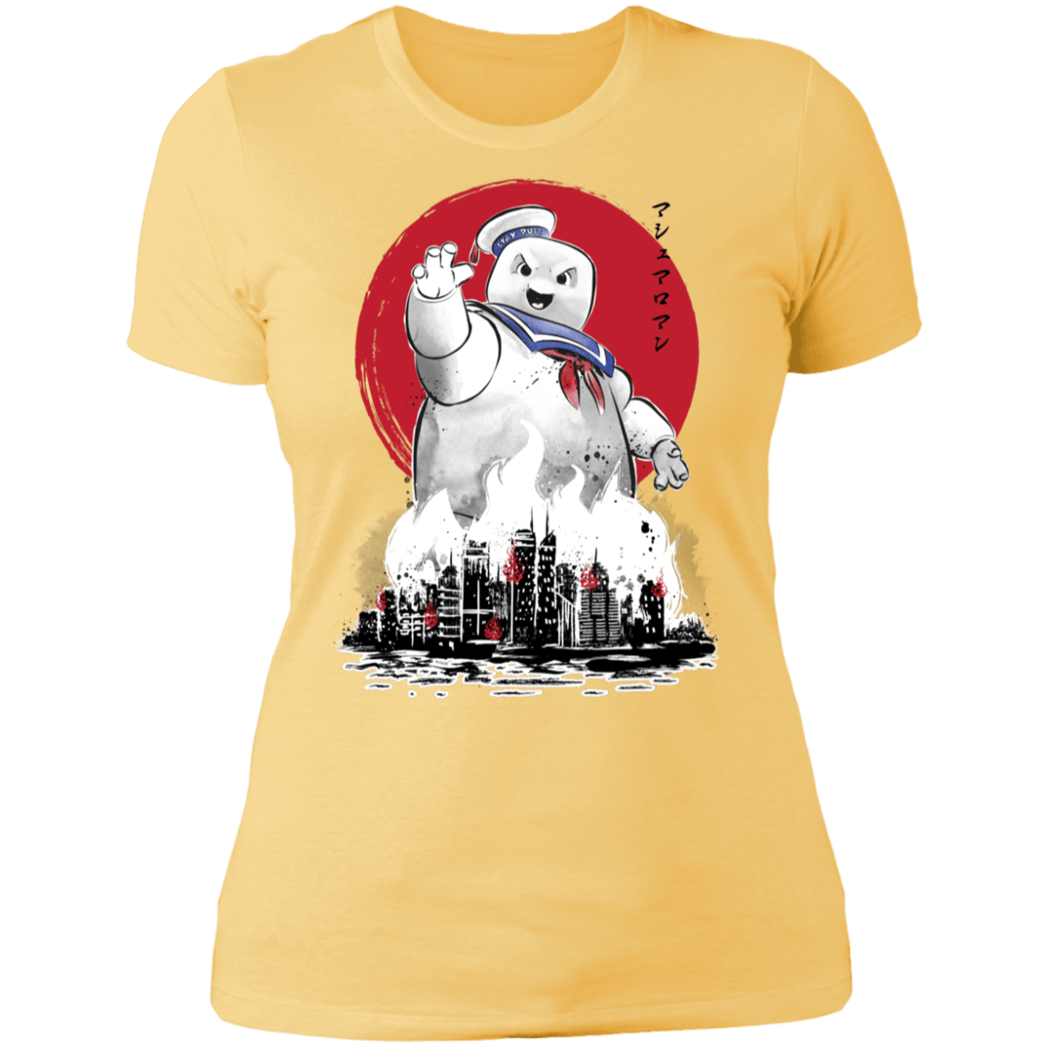 T-Shirts Banana Cream/ / S Marshmallow Man sumi-e Women's Premium T-Shirt