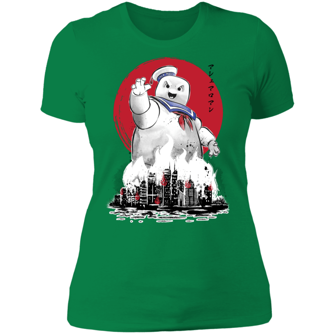 T-Shirts Kelly Green / S Marshmallow Man sumi-e Women's Premium T-Shirt