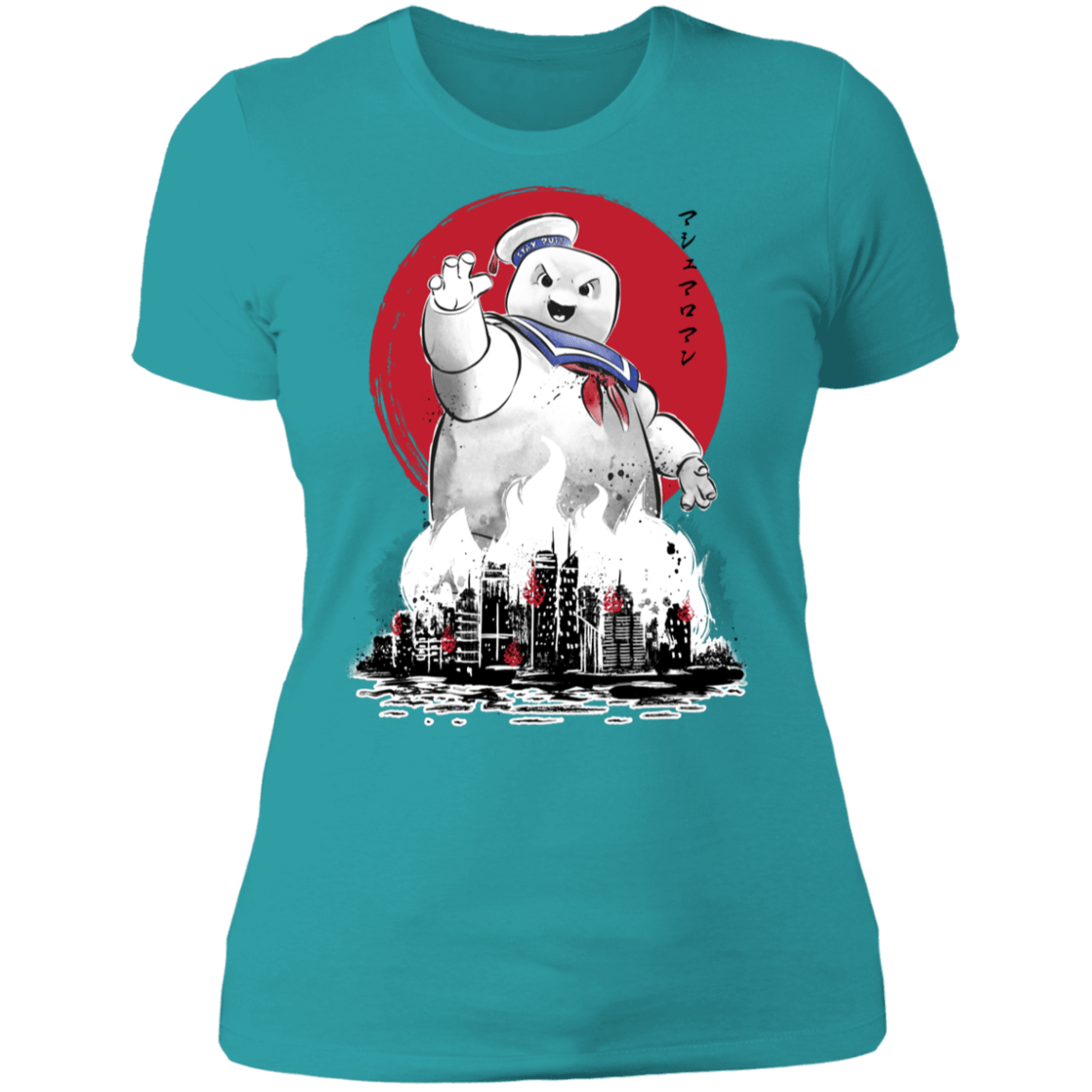 T-Shirts Tahiti Blue / S Marshmallow Man sumi-e Women's Premium T-Shirt