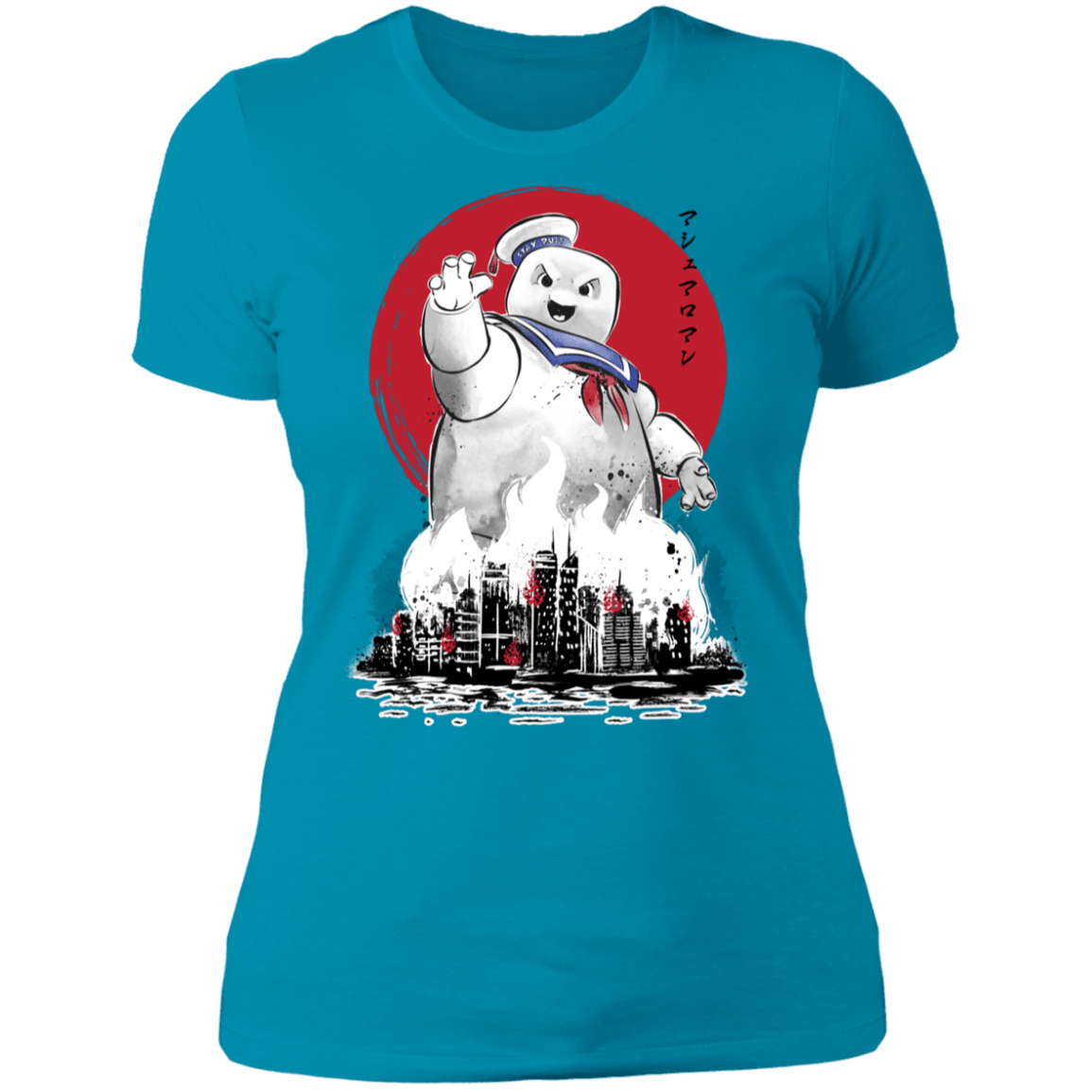 T-Shirts Turquoise / S Marshmallow Man sumi-e Women's Premium T-Shirt