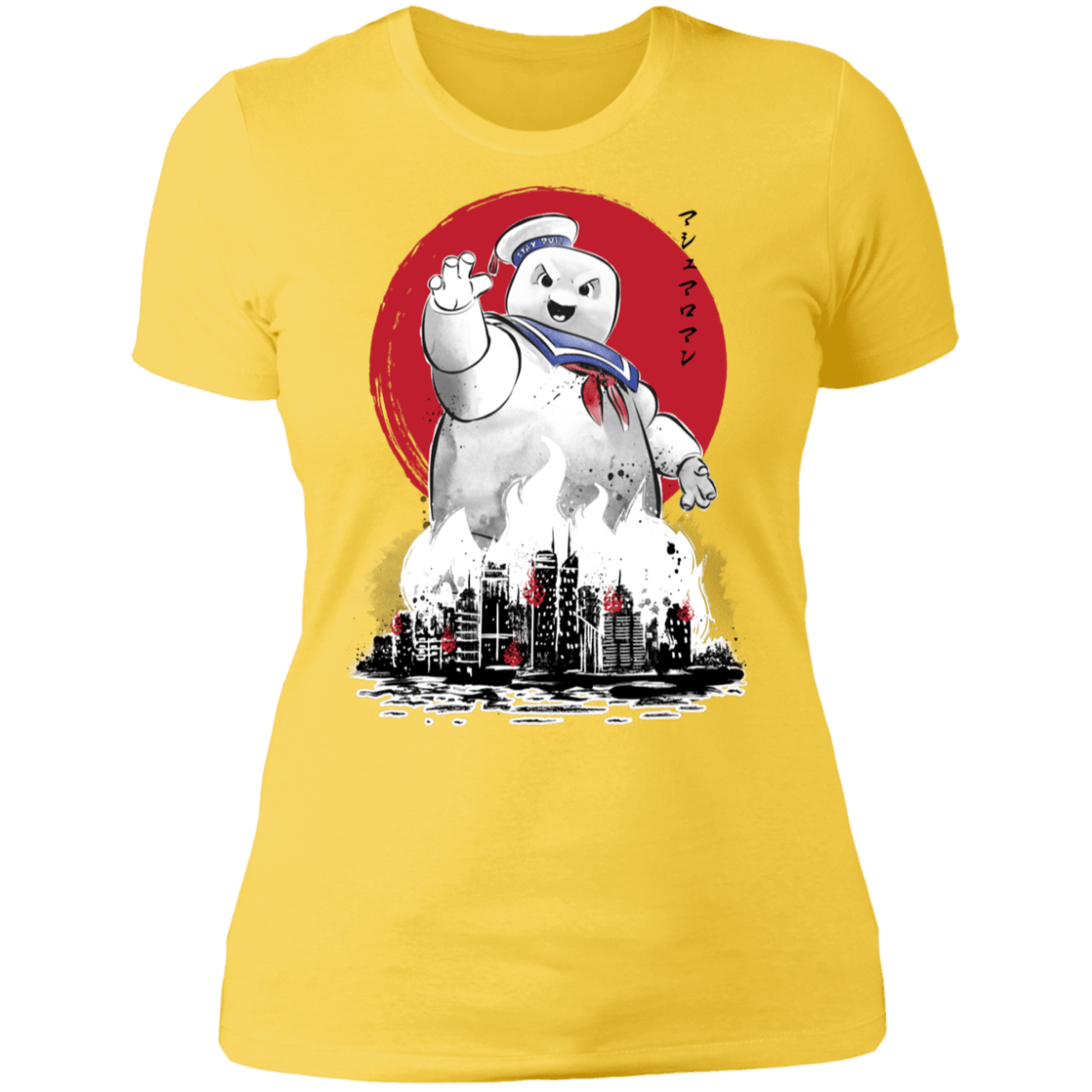 T-Shirts Vibrant Yellow / S Marshmallow Man sumi-e Women's Premium T-Shirt