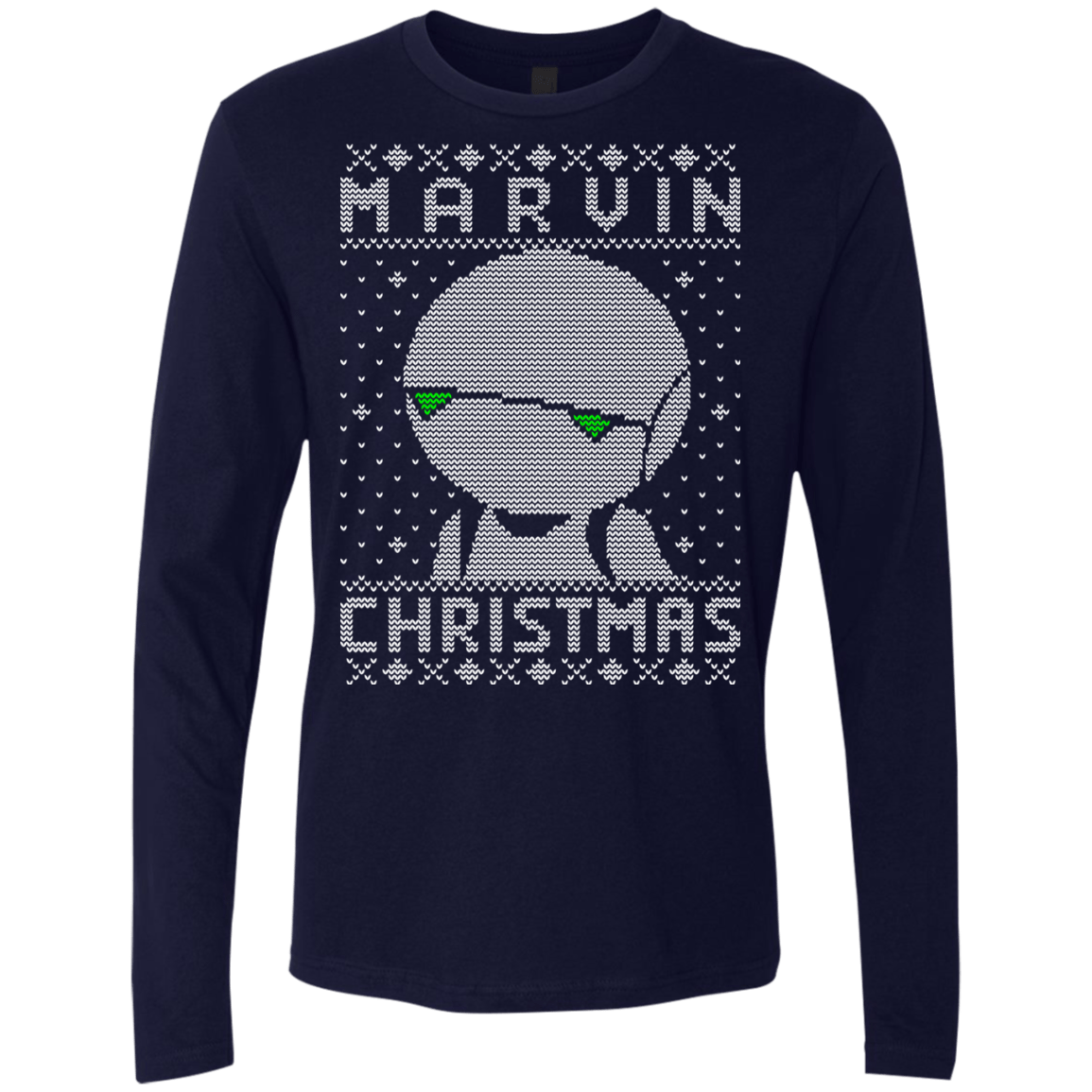 T-Shirts Midnight Navy / Small Marvin Christmas Men's Premium Long Sleeve