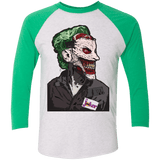 T-Shirts Heather White/Envy / X-Small Masked Joker Men's Triblend 3/4 Sleeve
