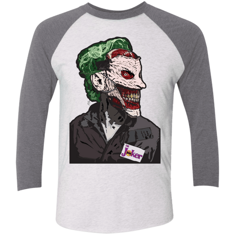 T-Shirts Heather White/Premium Heather / X-Small Masked Joker Men's Triblend 3/4 Sleeve