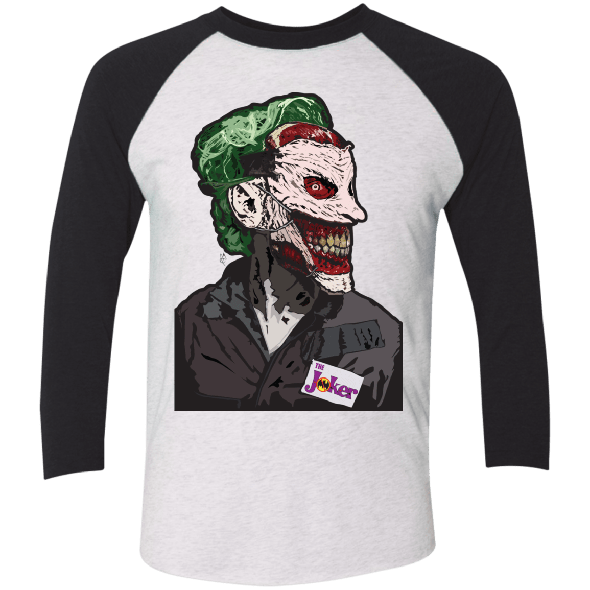 T-Shirts Heather White/Vintage Black / X-Small Masked Joker Men's Triblend 3/4 Sleeve