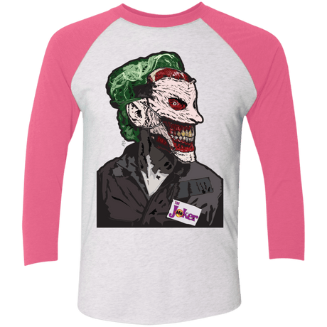 T-Shirts Heather White/Vintage Pink / X-Small Masked Joker Men's Triblend 3/4 Sleeve