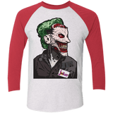 T-Shirts Heather White/Vintage Red / X-Small Masked Joker Men's Triblend 3/4 Sleeve