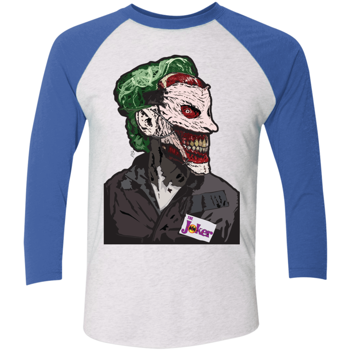 T-Shirts Heather White/Vintage Royal / X-Small Masked Joker Men's Triblend 3/4 Sleeve