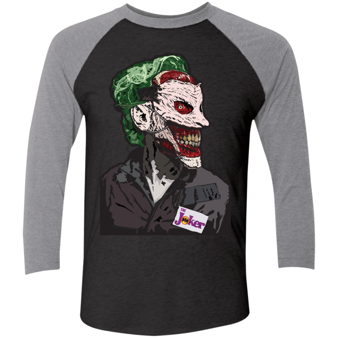 T-Shirts Vintage Black/Premium Heather / X-Small Masked Joker Men's Triblend 3/4 Sleeve