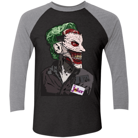 T-Shirts Vintage Black/Premium Heather / X-Small Masked Joker Men's Triblend 3/4 Sleeve