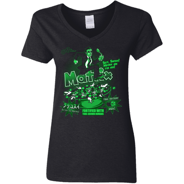 T-Shirts Black / S Matrix Cereal Women's V-Neck T-Shirt