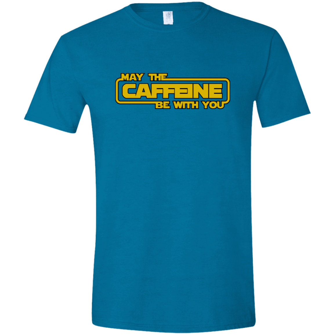 T-Shirts Antique Sapphire / S May the Caffeine Be with You Men's Semi-Fitted Softstyle