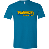 T-Shirts Antique Sapphire / S May the Caffeine Be with You Men's Semi-Fitted Softstyle