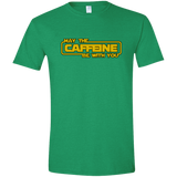 T-Shirts Heather Irish Green / S May the Caffeine Be with You Men's Semi-Fitted Softstyle