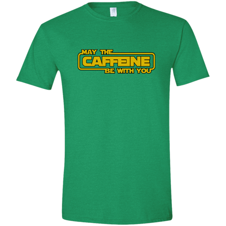 T-Shirts Heather Irish Green / S May the Caffeine Be with You Men's Semi-Fitted Softstyle