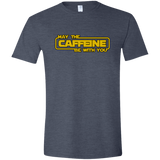 T-Shirts Heather Navy / S May the Caffeine Be with You Men's Semi-Fitted Softstyle