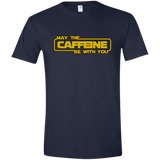T-Shirts Navy / X-Small May the Caffeine Be with You Men's Semi-Fitted Softstyle