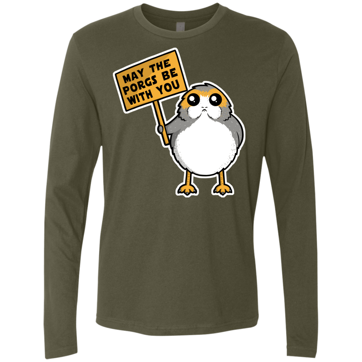 T-Shirts Military Green / Small May The Porgs Be With You Men's Premium Long Sleeve