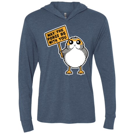 T-Shirts Indigo / X-Small May The Porgs Be With You Triblend Long Sleeve Hoodie Tee