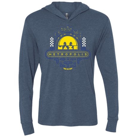 T-Shirts Indigo / X-Small Maze Metropolis Triblend Long Sleeve Hoodie Tee