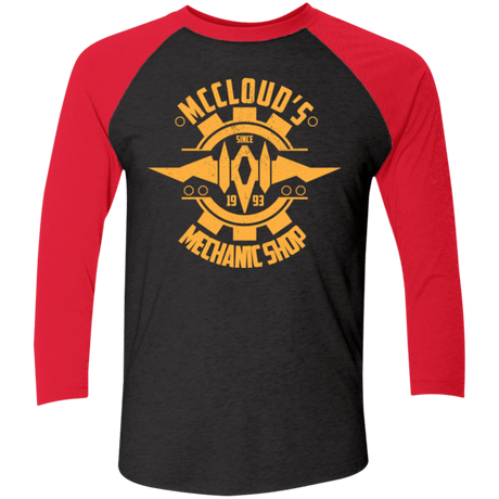 T-Shirts Vintage Black/Vintage Red / X-Small McCloud Mechanic Shop Men's Triblend 3/4 Sleeve